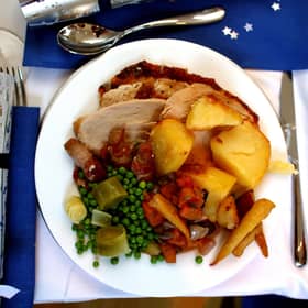 General view of a traditional Christmas Dinner on Christmas Day