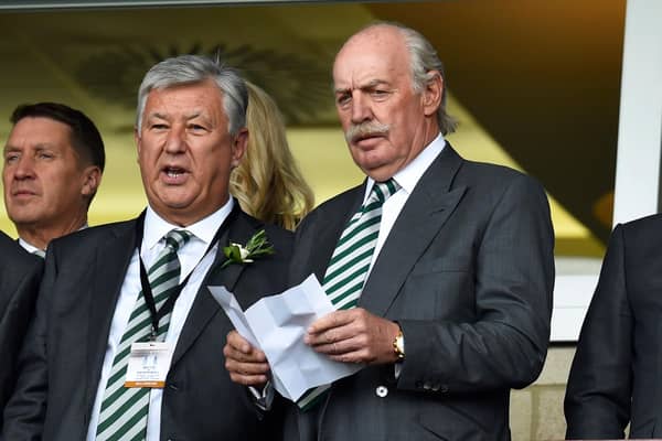 Celtic chief executive Peter Lawwell and majority shareholder Dermot Desmond.