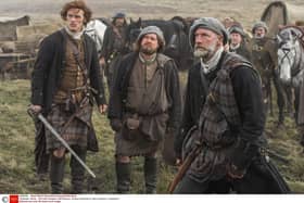 Sam Heughan, Bill Paterson, Graham McTavish in season one of Outlander, 2014. Pic: Photo by Starz! Movie Channel/Courtesy/Shutterstock