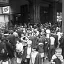 Crowds outside Glasgow Central railway station in July 1966.