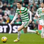 Celtic's Mikey Johnston makes a break during the cinch Premiership match between Celtic and St Johnstone. (Photo by Alan Harvey / SNS Group)