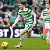 Celtic's Mikey Johnston makes a break during the cinch Premiership match between Celtic and St Johnstone. (Photo by Alan Harvey / SNS Group)