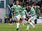 Jota celebrates after putting Celtic two goals up on Ross County. (Photo by Alan Harvey / SNS Group)