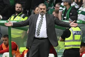 Celtic manager Ange Postecoglou gestures during the 2-2 draw against St Mirren.