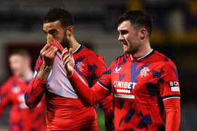 Rangers Connor Goldson and John Souttar look frustrated during the 0-0 draw with Dundee. (Photo by Ross MacDonald / SNS Group)