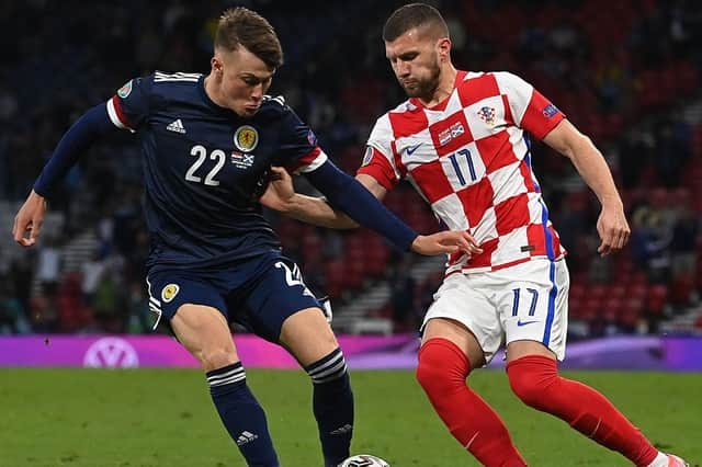 Nathan Patterson, in action for Scotland against Croatia, is a former international team-mate of new Clyde signing Kieran McGrath.  (Photo by PAUL ELLIS/POOL/AFP via Getty Images)