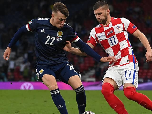 Nathan Patterson, in action for Scotland against Croatia, is a former international team-mate of new Clyde signing Kieran McGrath.  (Photo by PAUL ELLIS/POOL/AFP via Getty Images)