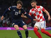 Nathan Patterson, in action for Scotland against Croatia, is a former international team-mate of new Clyde signing Kieran McGrath.  (Photo by PAUL ELLIS/POOL/AFP via Getty Images)