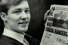 Sir Alex Ferguson reading an article about himself scoring a surprise hat-trick against Rangers while playing for St Johnstone 