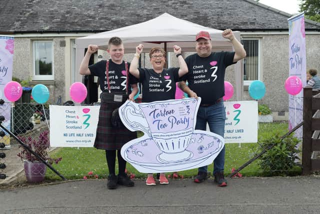 Finlay, Debbie and Johnny Matthew are ready to join the Tartan Tea Party again this year to say thank you to CHSS.