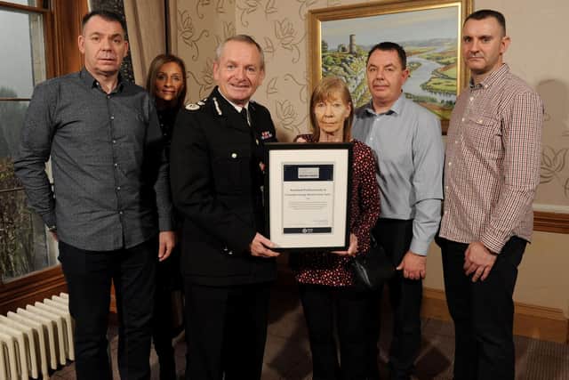 The chief constable presented Sally Taylor from Law and her children with a Posthumous Bravery Award on November 30 last year, 46 years to the day of PC Taylor’s murder.