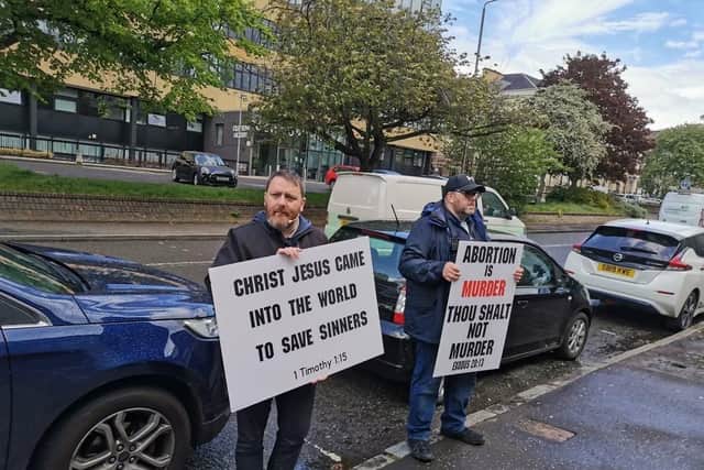 Anti-abortion protesters outside the Sandyford Clinic on Wednesday (Photo: Provided by Back Off Scotland).