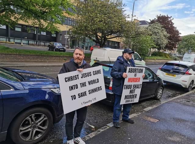 Anti-abortion protesters outside the Sandyford Clinic earlier this year (Photo: Provided by Back Off Scotland).