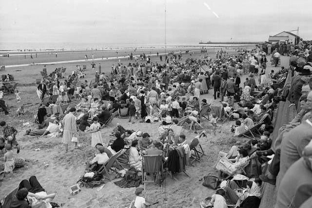 Ayr beach during the Glasgow Fair in 1955.