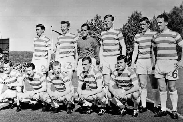 The Lisbon Lions. The Celtic team line up before their European Cup Final match against Inter Milan in Lisbon. They went on to win 2-1 to become the first British club to lift the trophy.