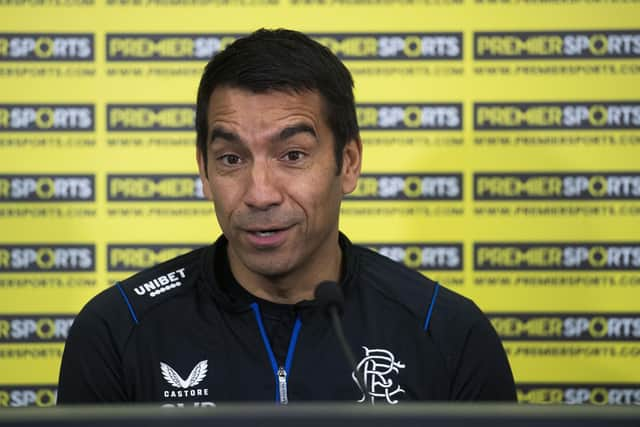 Giovanni van Bronckhorst addresses the media during his pre-match press call.