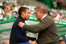 Celtic manager Ange Postecoglou and Rangers boss Giovanni van Bronckhorst had similar results in Europe this week, but were faced with contrasting emotions. (Photo by Ian MacNicol/Getty Images)