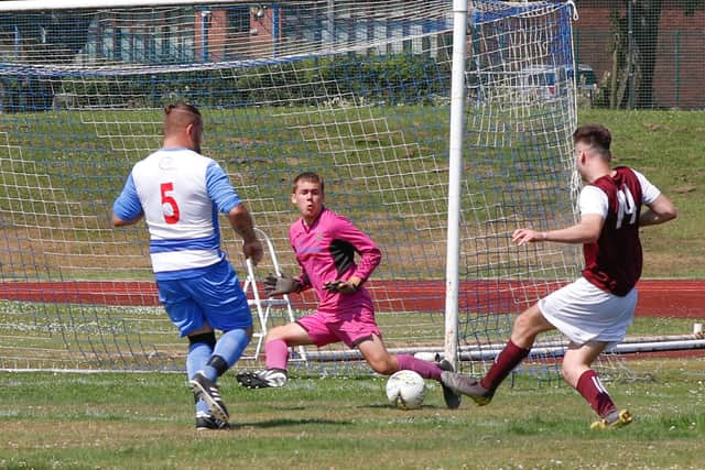 New signing Ryan Watt nets the winner for Carluke Rovers against Nithsdale Wanderers (pic: Kevin Ramage)