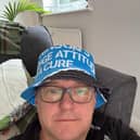 Paul’s re-purposed bucket hat, created from an old Parkinson’s UK running t-shirt, which he’ll wear on Sunday