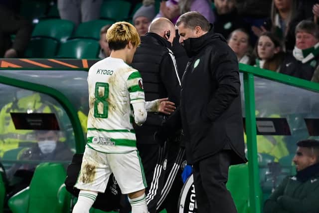 Celtic manager Ange Postecoglou will be concerned about the condition of Kyogo Furuhashi.