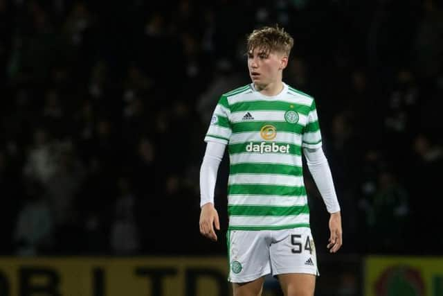 Adam Montgomery in action for Celtic during a cinch Premiership match between Ross County and Celtic at the Global Energy Stadium, on December 15, 2021, in Dingwall, Scotland. (Photo by Craig Foy / SNS Group)