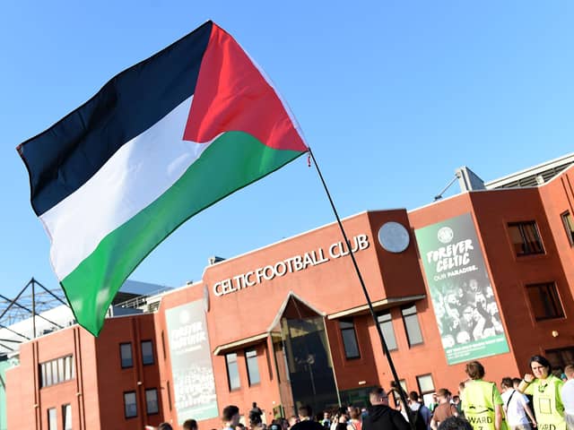 Celtic have removed a display of Palestine flags from the stadium ahead of the St Johnstone match tonight