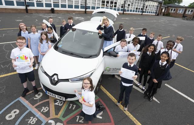 Pupils at St Monica’s Primary enjoyed finding out about the zero-emission car © Gibson Digital 2022.