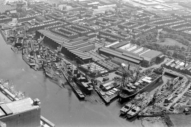 An aerial view of Govan shipyard on the Clyde in Glasgow