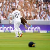 England's Johnny Bairstow carrying a Just Stop Oil protestor off the pitch  during day one of the second Ashes test match at Lord's, London. Adam Davy/PA Wire.