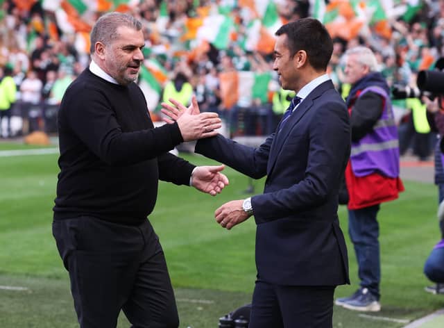 Celtic boss Ange Postecoglou and Rangers manager Giovanni van Bronckhorst will likely contest the Scottish Premiership title. (Photo by Alan Harvey / SNS Group)