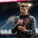 Rangers manager Steven Gerrard speaks to fans during an open training session at Ibrox Stadium on Thursday 