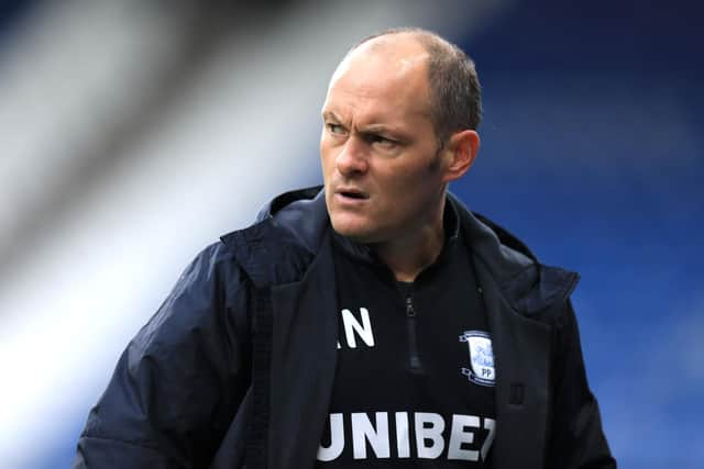 HUDDERSFIELD, ENGLAND - OCTOBER 24: Alex Neil reacts during the Sky Bet Championship match between Huddersfield Town and Preston North End at John Smith's Stadium on October 24, 2020 in Huddersfield, England. (Photo by George Wood/Getty Images)