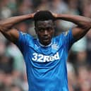 GLASGOW, SCOTLAND - APRIL 23:  Joe Dodoo of Rangers reacts during the William Hill Scottish Cup semi-final match between Celtic and Rangers at Hampden Park on April 23, 2017 in Glasgow, Scotland. (Photo by Ian MacNicol/Getty Images)