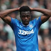 GLASGOW, SCOTLAND - APRIL 23:  Joe Dodoo of Rangers reacts during the William Hill Scottish Cup semi-final match between Celtic and Rangers at Hampden Park on April 23, 2017 in Glasgow, Scotland. (Photo by Ian MacNicol/Getty Images)