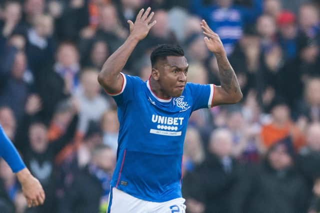 Rangers striker Alfredo Morelos cuts an animated figure during the Viaplay Cup final defeat to Celtic. (Photo by Paul Devlin / SNS Group)