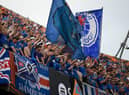 Rangers supporters cheer from the stands prior to the UEFA Europa League final football match between Eintracht Frankfurt and Glasgow Rangers at the Ramon Sanchez Pizjuan stadium in Seville on May 18, 2022. (Photo by JORGE GUERRERO / AFP) (Photo by JORGE GUERRERO/AFP via Getty Images)