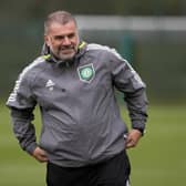 Celtic manager Ange Postecoglou is in jocular mood at the club's training session on Friday but says his role is to make sure his players smile as they sweat.(Photo by Craig Williamson / SNS Group)