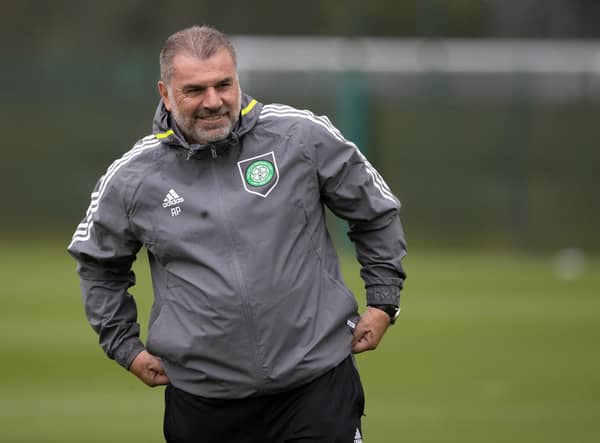 Celtic manager Ange Postecoglou is in jocular mood at the club's training session on Friday but says his role is to make sure his players smile as they sweat.(Photo by Craig Williamson / SNS Group)
