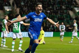 Antonio Colak celebrates putting Rangers 2-1 up in their victory over Hibs on Wednesday evening. Picture: SNS