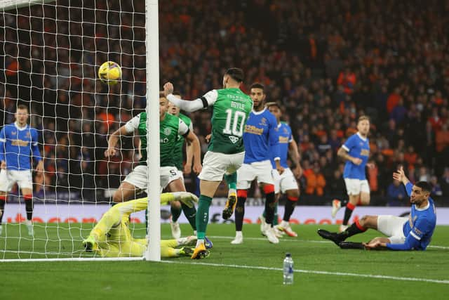 Hibs defeated Rangers 3-1 at Hampden.