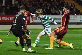 Celtic's Kyogo Furuhashi opens the scoring against Motherwell. (Photo by Craig Foy / SNS Group)