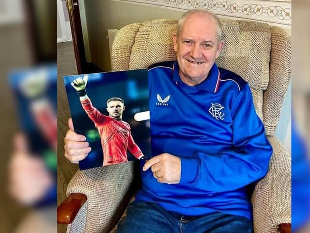 HC-One Scotland’s The Beeches resident Alec Smith with his signed Jack Butland photograph