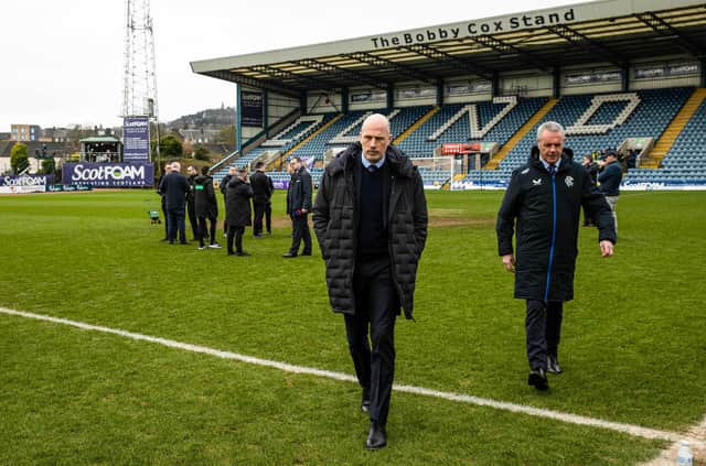 Rangers manager Phillipe Clement on the Dens Park pitch when the match against Dundee was first postponed on March 17. (Photo by Alan Harvey / SNS Group)