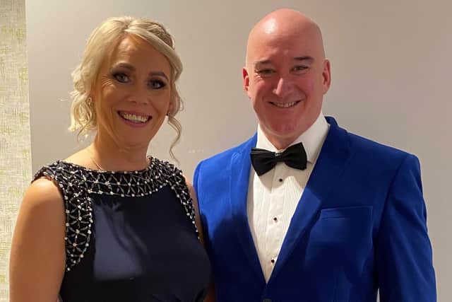 Tracy Docherty is pictured with her dance partner Graham Fox