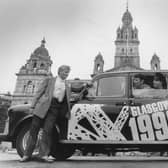 A taxi in George Square during the City of Culture year in 1990. Picture: TSPL