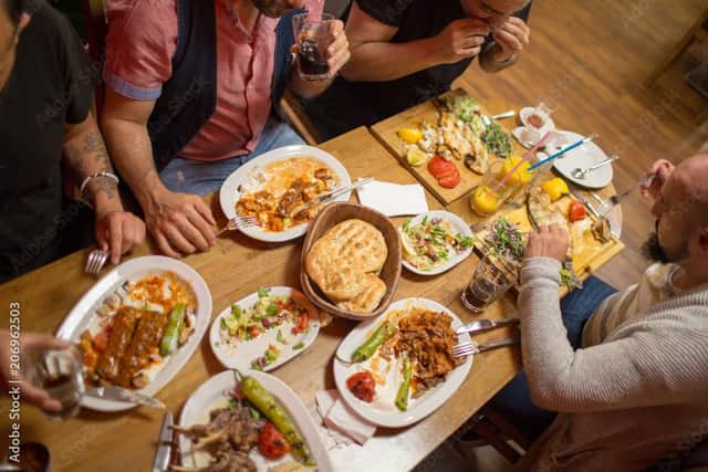 A Ramadan Iftar meal, normally eaten after sunset with family and friends