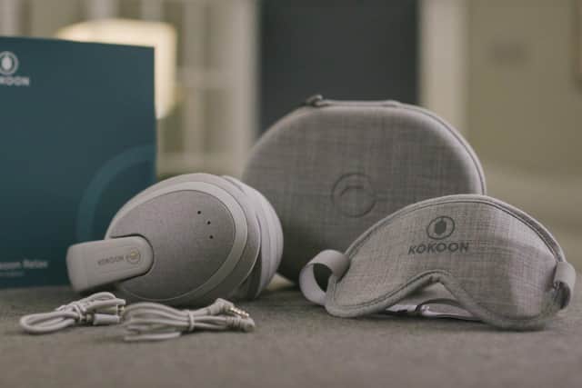 The headphones have been designed by sleep scientists and even come with an eye mask. Image: Kokoon