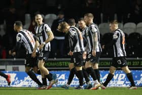 St Mirren's Alex Grieve celebrates making it 2-1 with teammates during a cinch Premiership match between St. Mirren and St Johnstone at the SMISA Stadium, on February 09, 2022, in Paisley, Scotland.