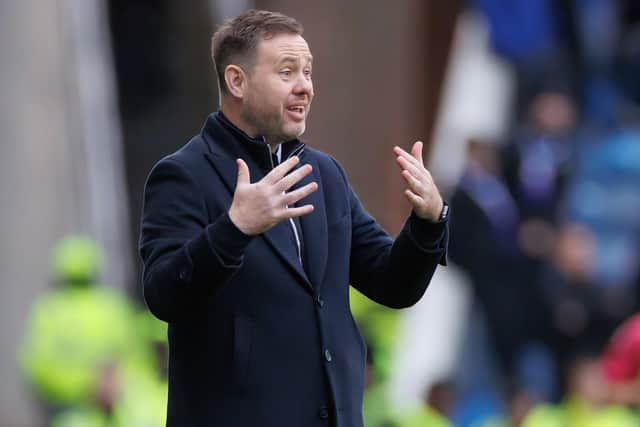 Rangers manager Michael Beale gestures to his players during the 3-1 win over Kilmarnock.