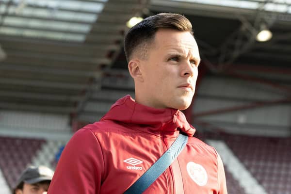 Lawrence Shankland will lead Hearts out against PAOK Salonika in the Toumba Stadium. Pic: SNS